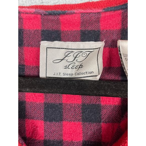 J.I.T Sleep Collections Womens Size L Red Fleece Button Up Pajama Top - Picture 3 of 8
